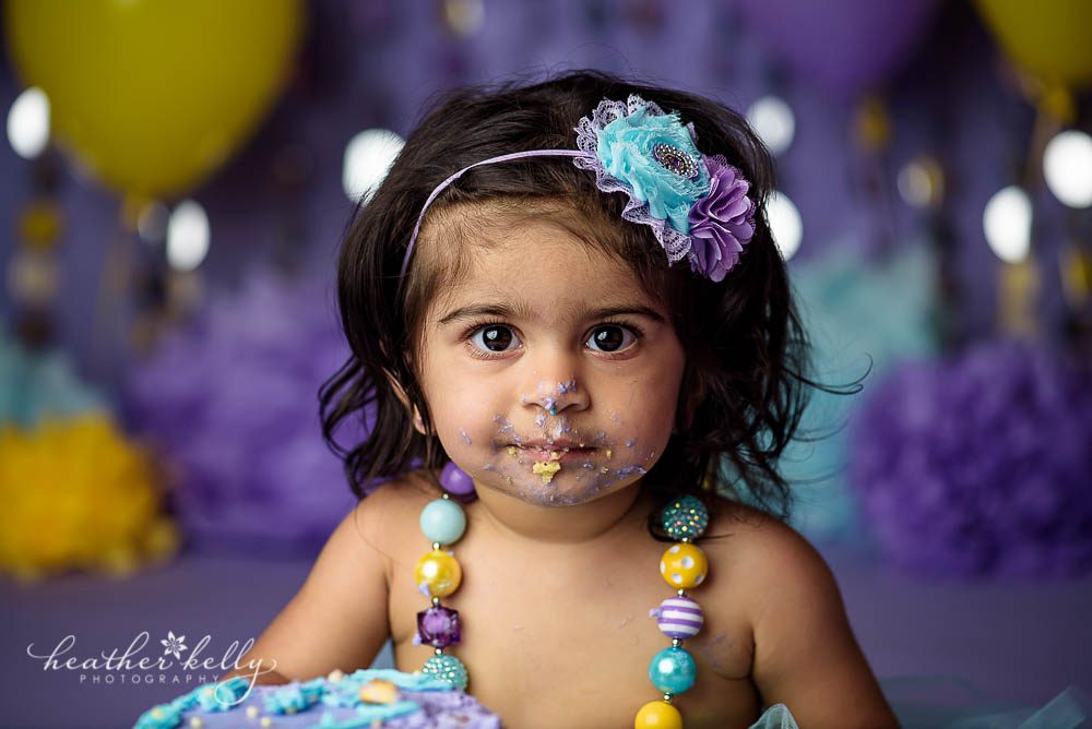 bright and colorful cake smash photography