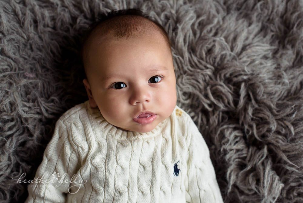 baby photography 3 month old in sweater