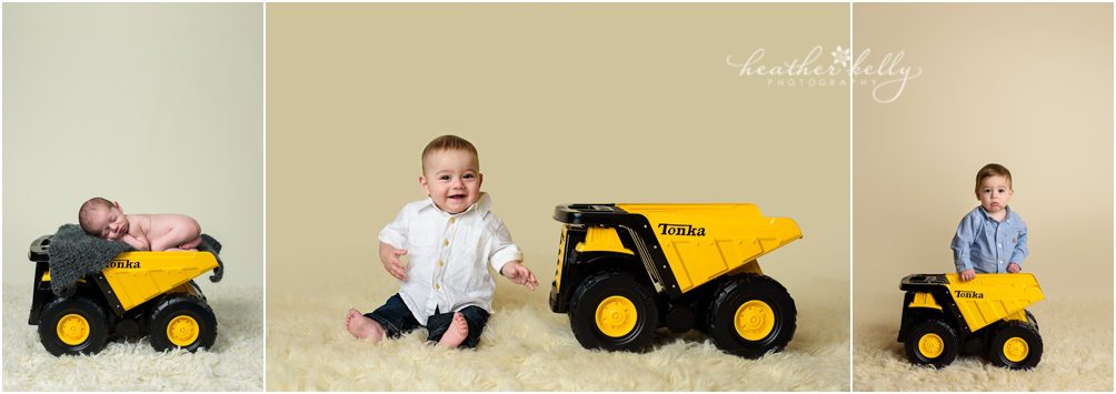 adorable danbury baby newborn 6 months and 1 year with tonka truck photos