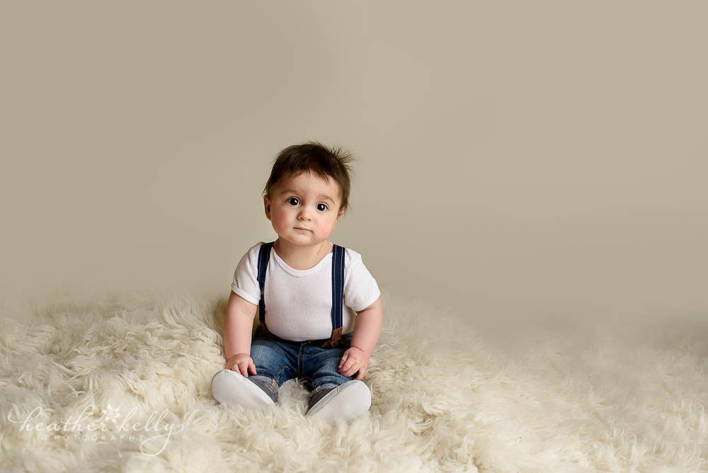 baby boy wearing suspenders photo monroe baby photos ct photographer