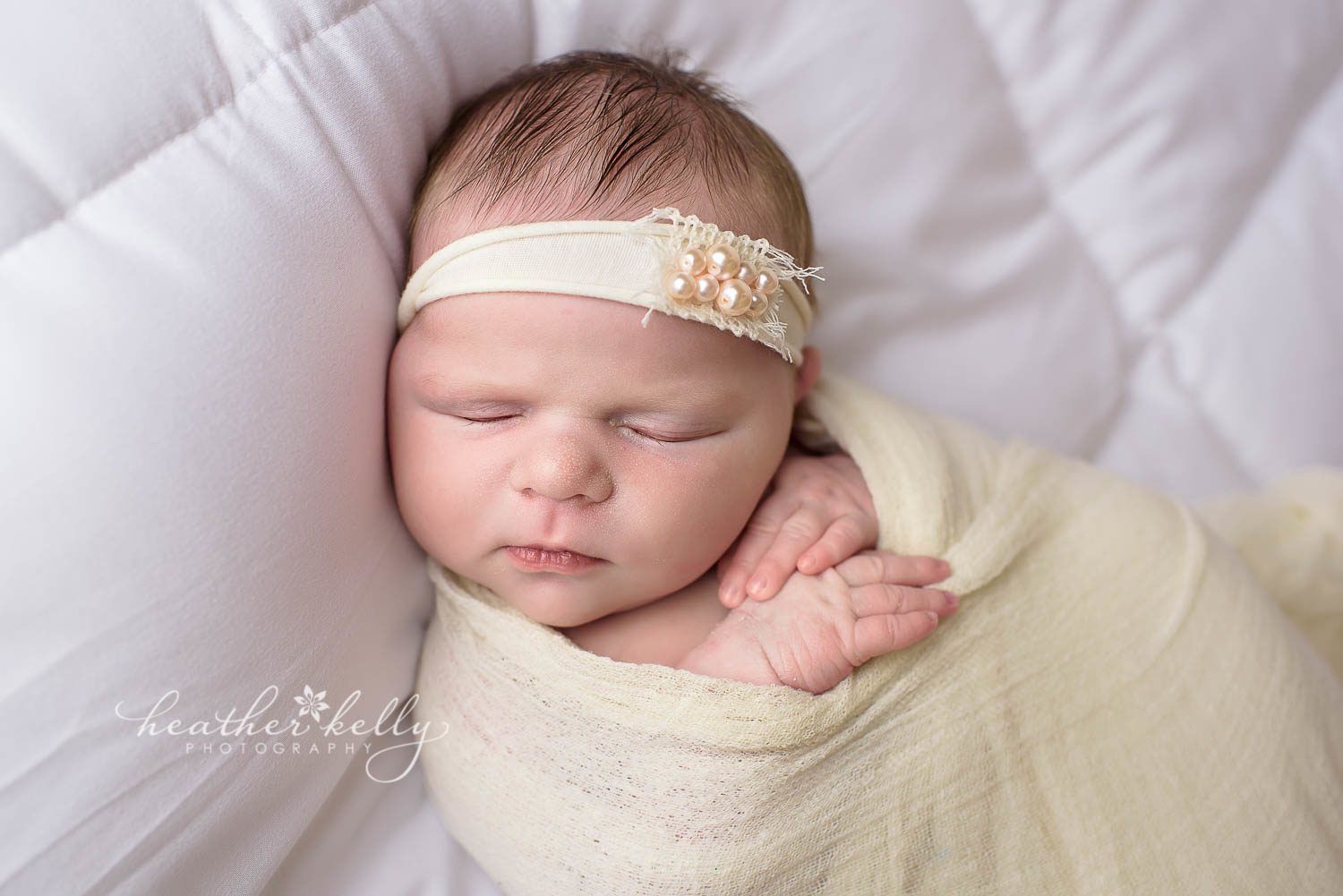 newborn photography white bed and newborn girl. Easton newborn photos. CT photography. 