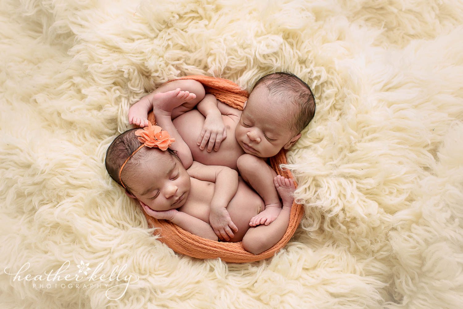 newborn twins on flokati. east hartford ct newborn photographer
