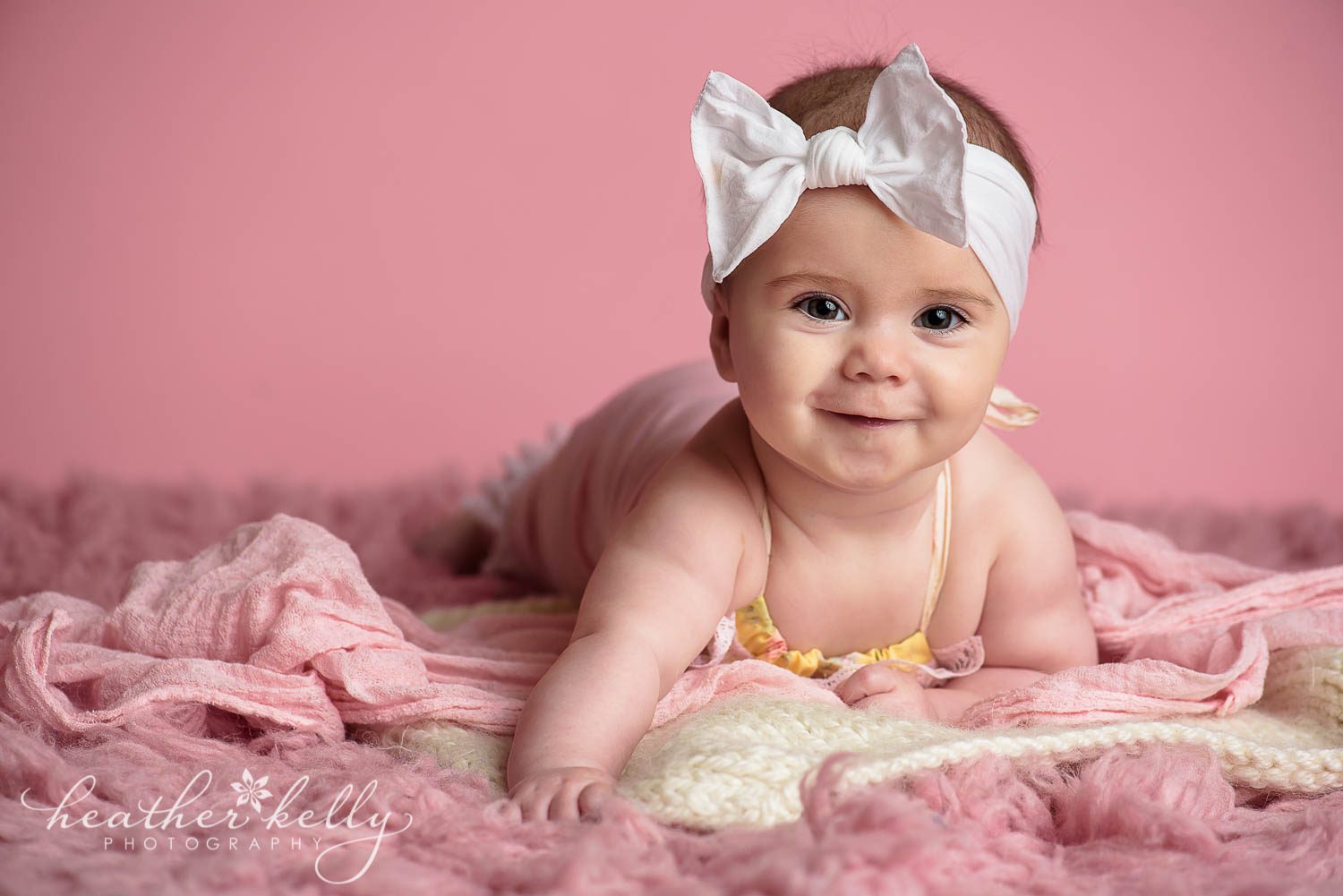 6 month girl tummy time. weston ct baby photographer