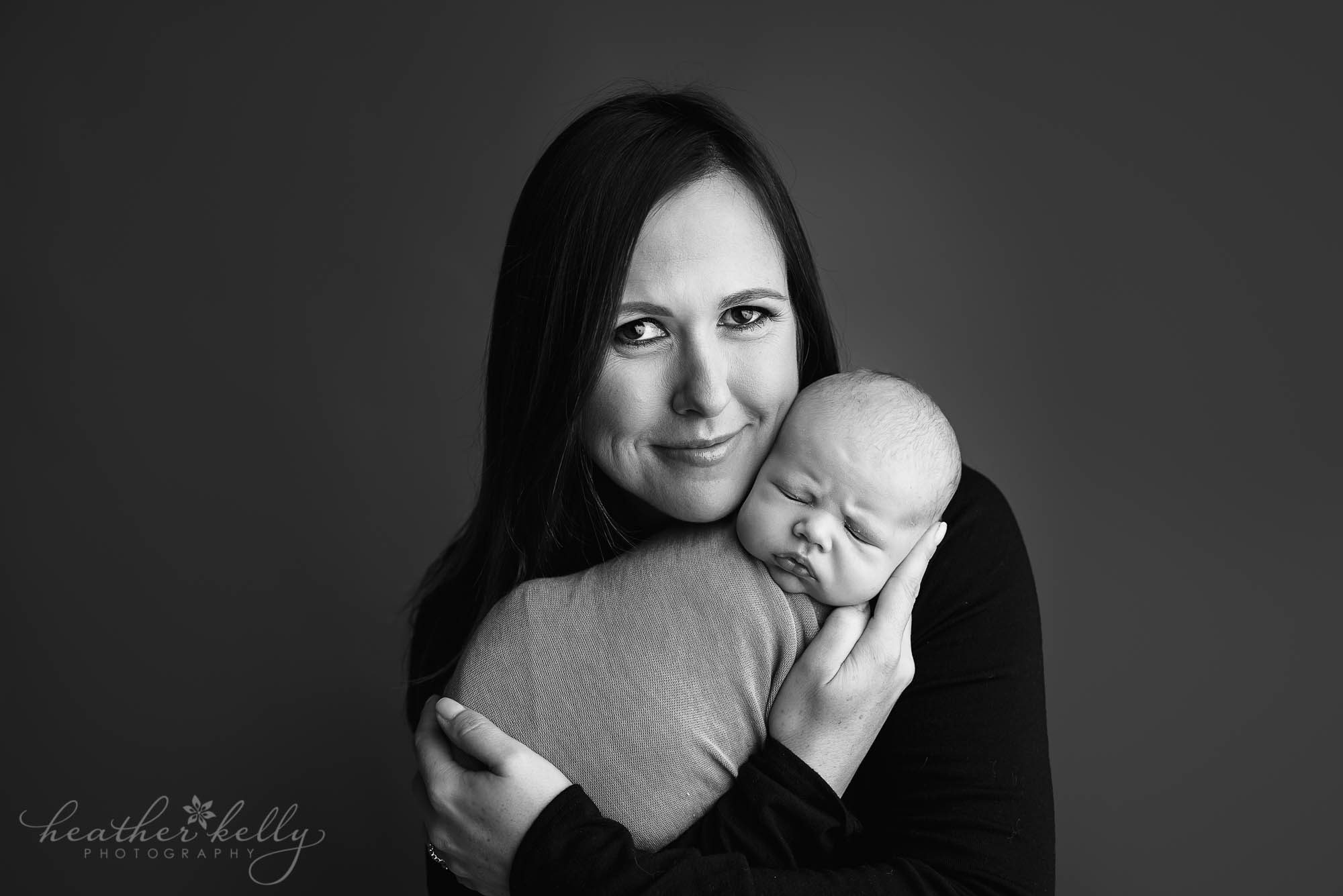 b&w photo of mom and newborn. newborn love ct photography