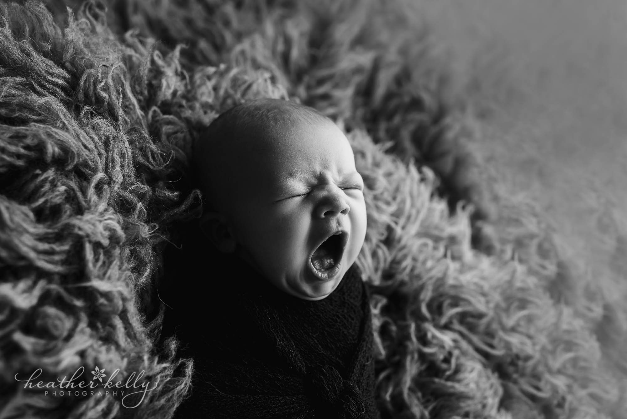 newborn yawning black & white. newington newborn photo