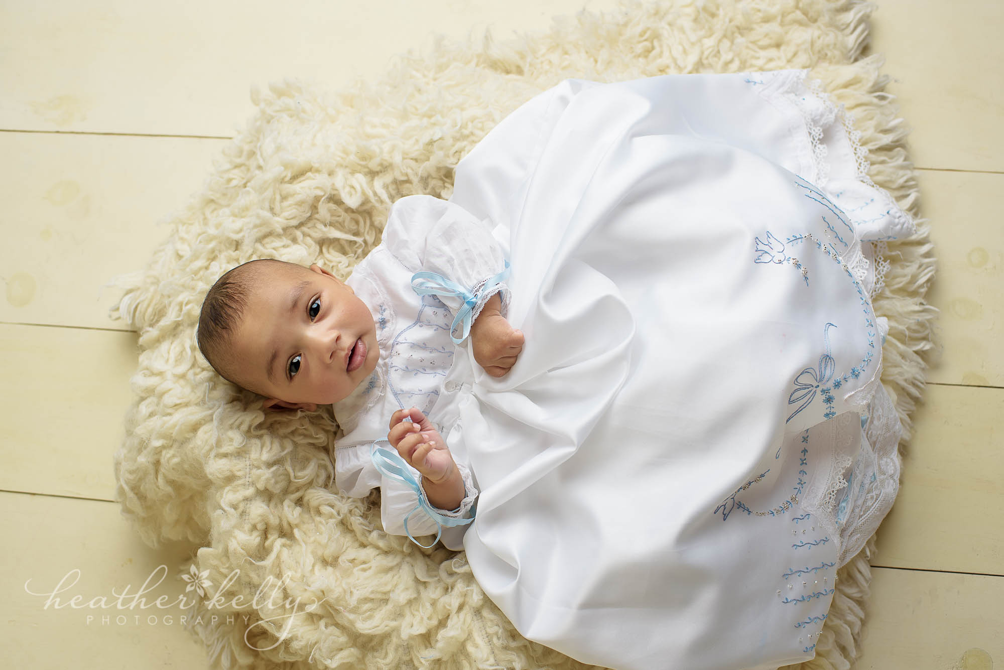 boy baptism gown photo session