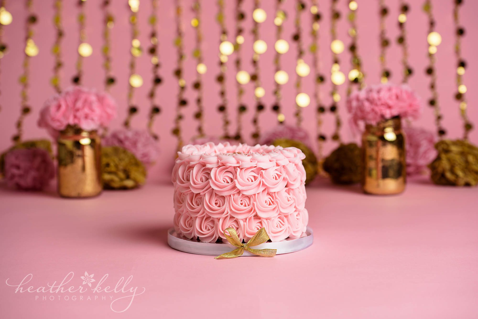 pink gold cake smash