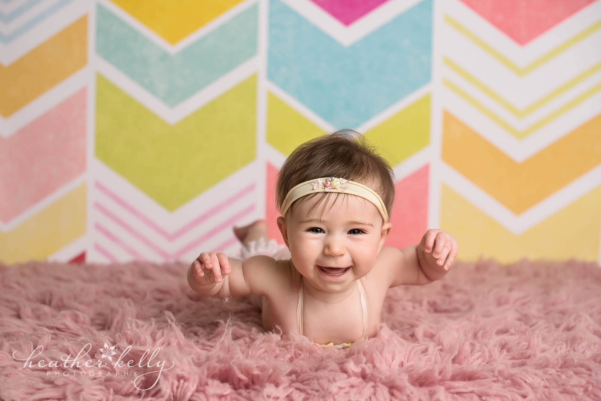 happy tummy time of 6 month baby girl. ridgefield ct