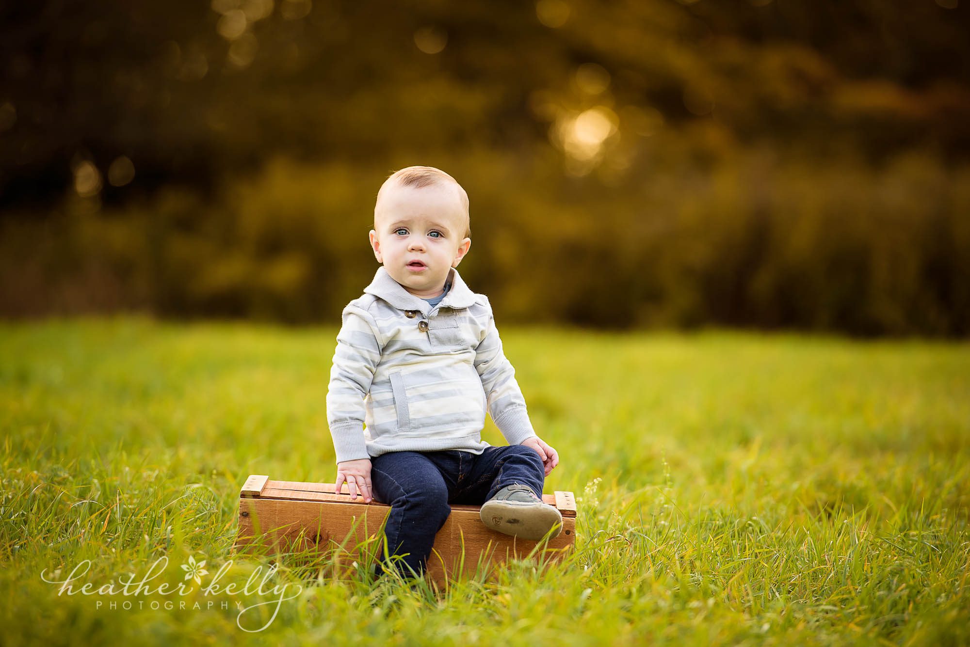 little boy on crate. fall family photography fairfield county ct